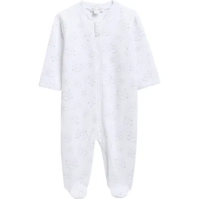 Kissy Kissy Babies'  Jacquard Zip Pima Cotton Footie In White