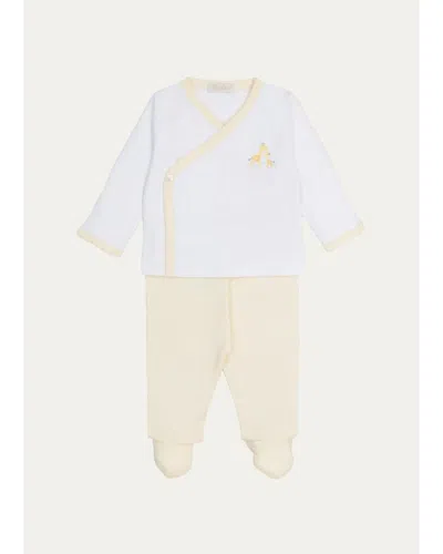 Kissy Kissy Kid's Premier Giraffe Love Top & Footed Pants Set In Neutral