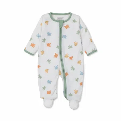 Kissy Kissy Kids Leafy Breeze Zip-up Footie In Green In Multi