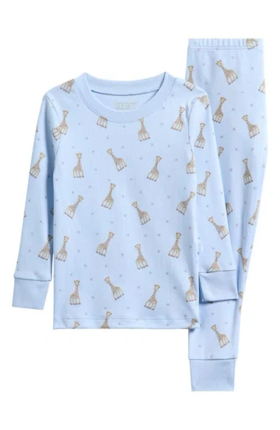 Kissy Kissy Babies'  Kids' Sophia La Giraffe Print Fitted Two-piece Pajamas In Blue