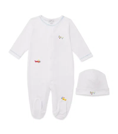 Kissy Kissy Kids'  Pima Cotton All-in-one And Hat Set In White