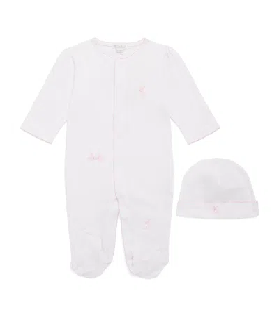 Kissy Kissy Kids'  Pima Cotton All-in-one And Hat Set In White