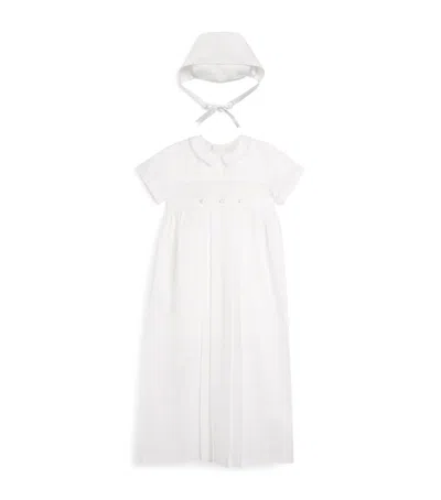 Kissy Kissy Kids' Pima Cotton Ceremonial Gown And Hat Set In White