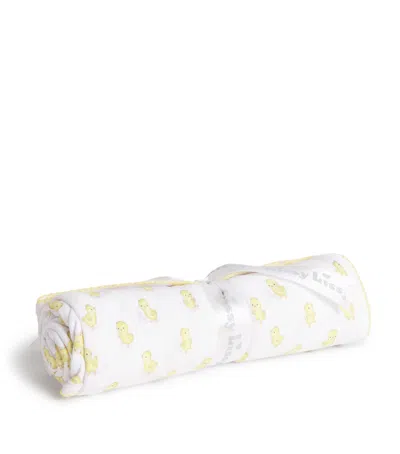 Kissy Kissy Pima Cotton Cheery Chick Blanket In White