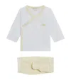 Kissy Kissy Pima Cotton Duckling Top And Footed Trousers Set In White