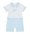 Kissy Kissy Pima Cotton Embroidered Safari Wild Playsuit In Blue