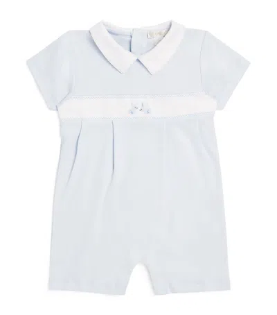 Kissy Kissy Kids' Pima Cotton Springtime Bunny Playsuit In Blue