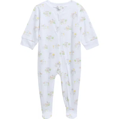 Kissy Kissy Babies'  Pima Cotton Zip Footie In Blue