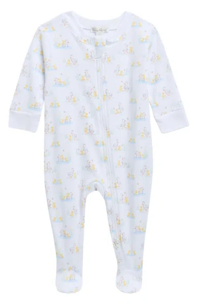 Kissy Kissy Babies'  Pima Cotton Zip Footie In Blue