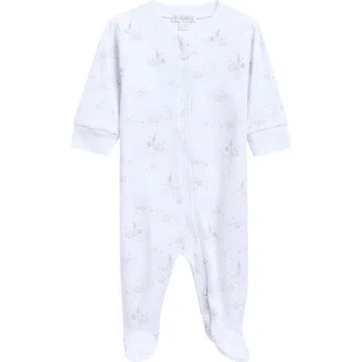 Kissy Kissy Babies'  Print Pima Cotton Footie In Gray