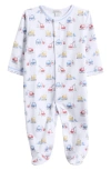 Kissy Kissy Print Pima Cotton Footie In White