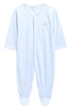Kissy Kissy Print Pima Cotton Footie In Blue