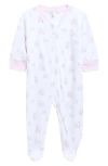 Kissy Kissy Print Pima Cotton Zip Footie In Pink