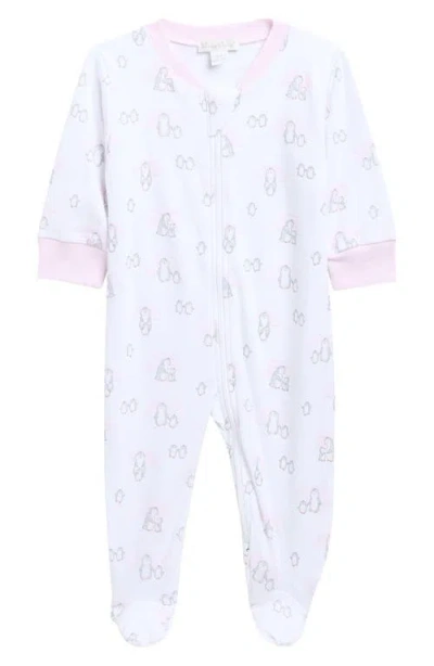 Kissy Kissy Babies'  Print Pima Cotton Zip Footie In Pink