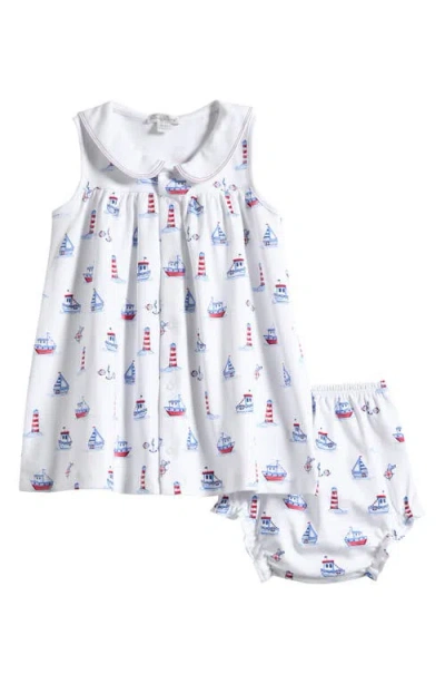 Kissy Kissy Babies'  Print Sleeveless Pima Cotton Dress & Bloomers Set In White