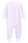 Kissy Kissy Ruffle Pima Cotton Footie In Pink