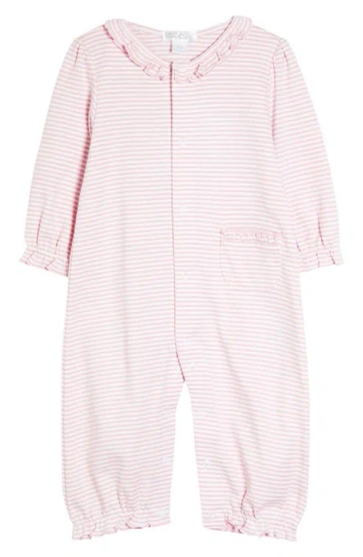 Kissy Kissy Babies' Simple Stripe Pima Cotton Footie In Pink