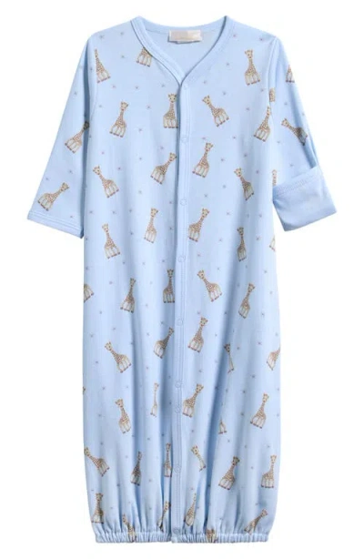 Kissy Kissy Babies'  Sophie La Girafe Print Convertible Pima Cotton Gown In Blue