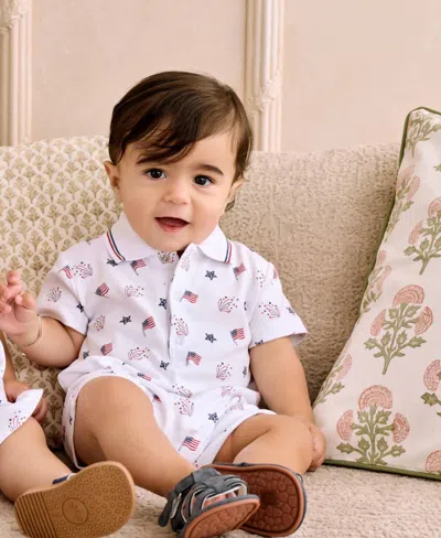 Kissy Kissy Kids' Star-spangled Freedom Short Playsuit In Multi In White