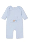 Kissy Kissy Stripe Embroidered Cotton Romper In Light Blue