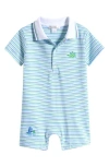 Kissy Kissy Stripe Embroidered Pima Cotton Romper In Stripe Multi