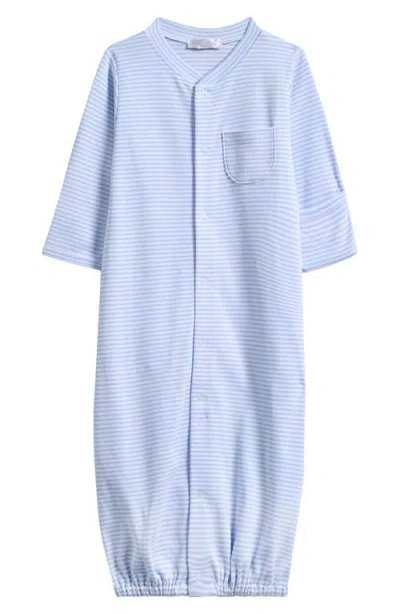 Kissy Kissy Babies'  Stripes Convertible Pima Cotton Gown In Blue