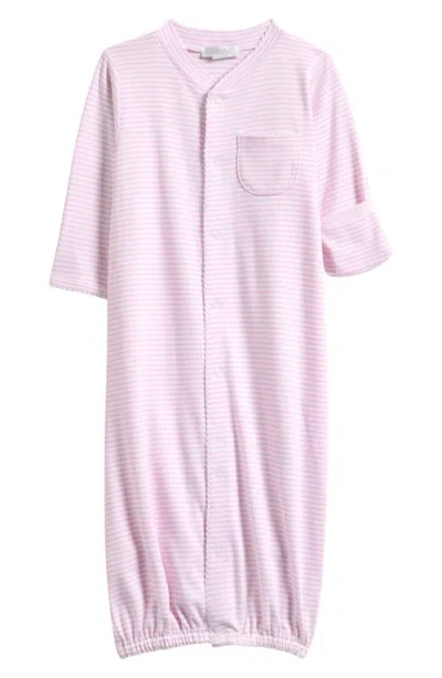Kissy Kissy Babies'  Stripes Convertible Pima Cotton Gown In Pink