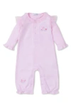 Kissy Kissy Swan Embroidered Tulle Accent Pima Cotton Romper In Pink