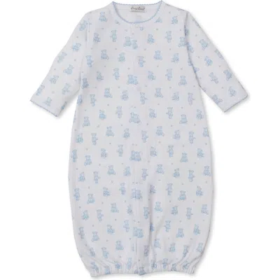 Kissy Kissy Babies'  Teddy Bear Print Convertible Pima Cotton Gown In Blue