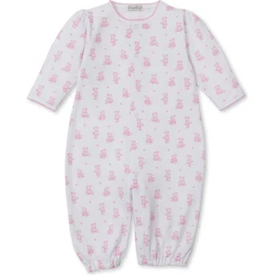 Kissy Kissy Babies'  Teddy Bear Print Convertible Pima Cotton Gown In Pink