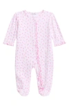 Kissy Kissy Tulip Print Pima Cotton Zip Footie In Pink