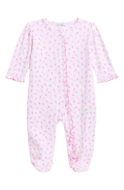 Kissy Kissy Babies'  Tulip Print Pima Cotton Zip Footie In Pink