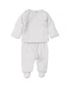 Kissy Kissy Unisex Cotton Striped Shirt And Footed Pants Set - Baby In Silver
