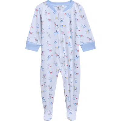 Kissy Kissy Babies'  Zip-up Pima Cotton Footie In Blue