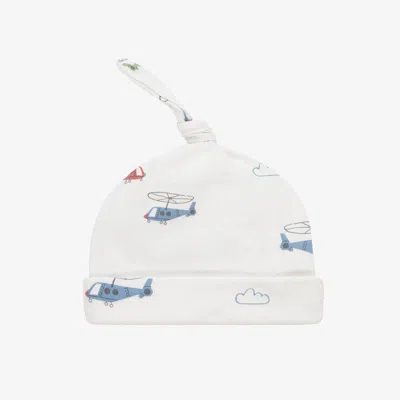 Kissy Love Baby Boys Ivory Cotton Helicopter Rescue Hat In White