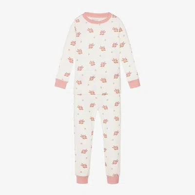 Kissy Love Babies' Girls Ivory Pima Cotton Abloom Pyjamas