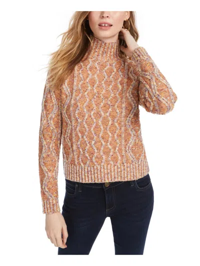 Kit & Sky Womens Knit Ribbed Trim Mock Turtleneck Sweater In Brown
