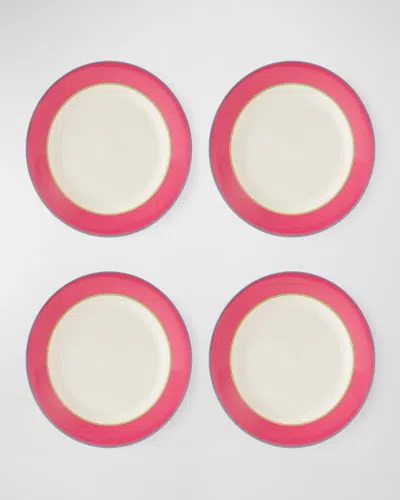 Kit Kemp For Spode Calypso 4 Piece Salad Plates Set, Service For 4 In Pink