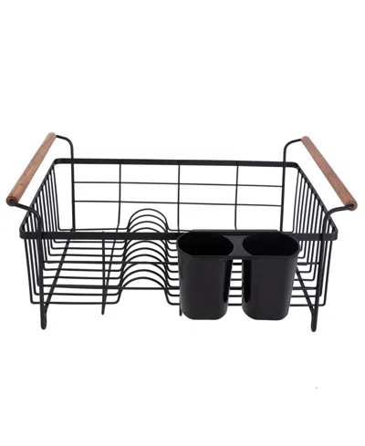 Kitchen Details Acacia Wood Drying Rack With Draining Tray In Black