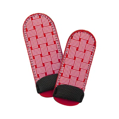 Kitchen Grips 2 Piece Deluxe Pan Handle Holder Set, Woven Pattern In Red
