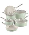 Kitchenaid 10- Pc. Hard-anodized Ceramic Induction Cookware Set In Green