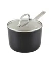 Kitchenaid Hard Anodized Ceramic Nonstick Cookware Sauce Pan With Lid In Black Matte
