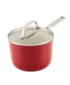 Kitchenaid Hard Anodized Ceramic Nonstick Cookware Sauce Pan In Empire Red