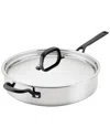 Kitchenaid 5-ply Clad Stainless Steel 5 Quart Induction Saute Pan With Lid In Silver