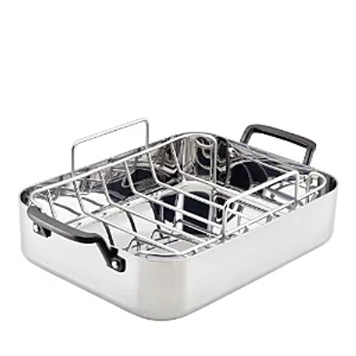 Kitchenaid 5 Ply Clad Stainless Steel Roaster And Rack In Silver