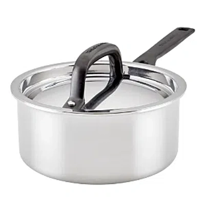 Kitchenaid 5 Ply Stainless Steel 1.5 Qt Saucepan And Lid In Silver