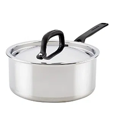 Kitchenaid 5 Ply Stainless Steel 3 Qt Saucepan And Lid In Silver