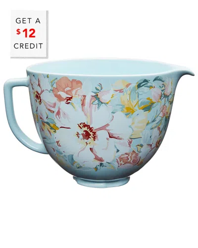 Kitchenaid 5qt Patterned Titanium-reinforced Ceramic Bowl With $12 Credit In Blue