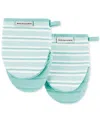 Kitchenaid Albany Mini Oven Mitt 2-pack Set, 5.5" X 8" In Blue