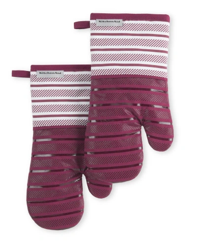 Kitchenaid Albany Oven Mitt 2-pack Set, 7" X 13" In Beet